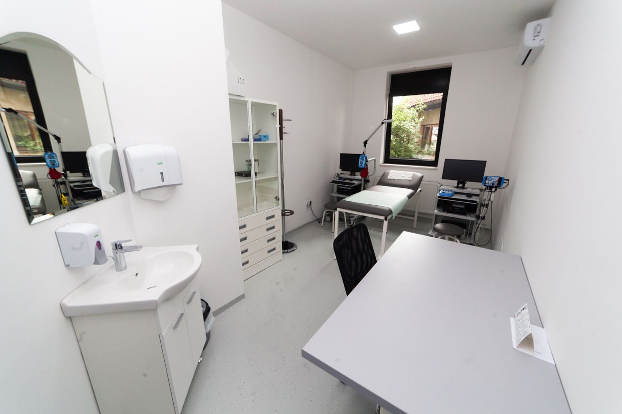 Modern clinical consulting room, not a hyperbaric chamber (editorial stock photography)