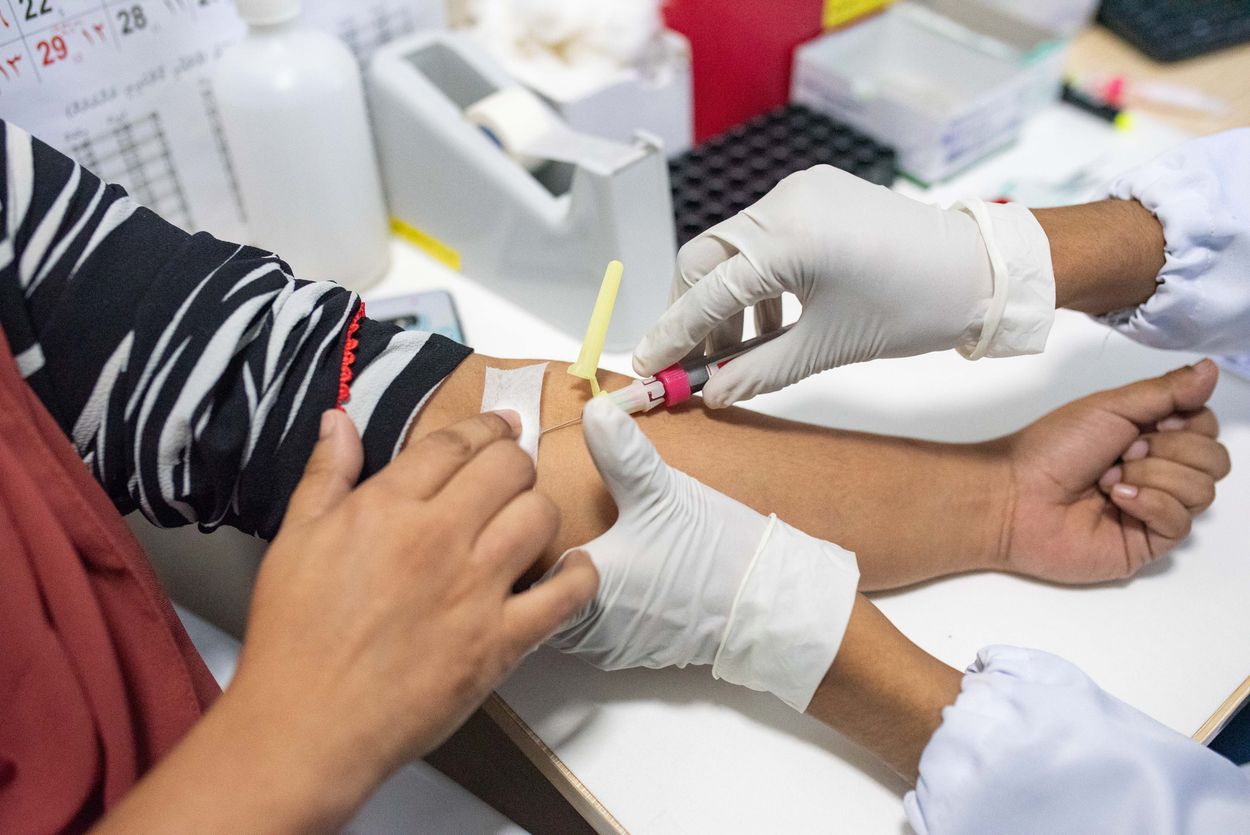 Clinical blood test used to illustrate medical testing (editorial stock photography)